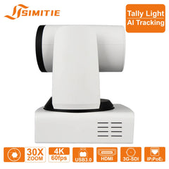 4K60 Broadcast PTZ Camera | 30x Optical Zoom, NDI, AI Tracking & Tally (White) | SIMITIE BX30UHD