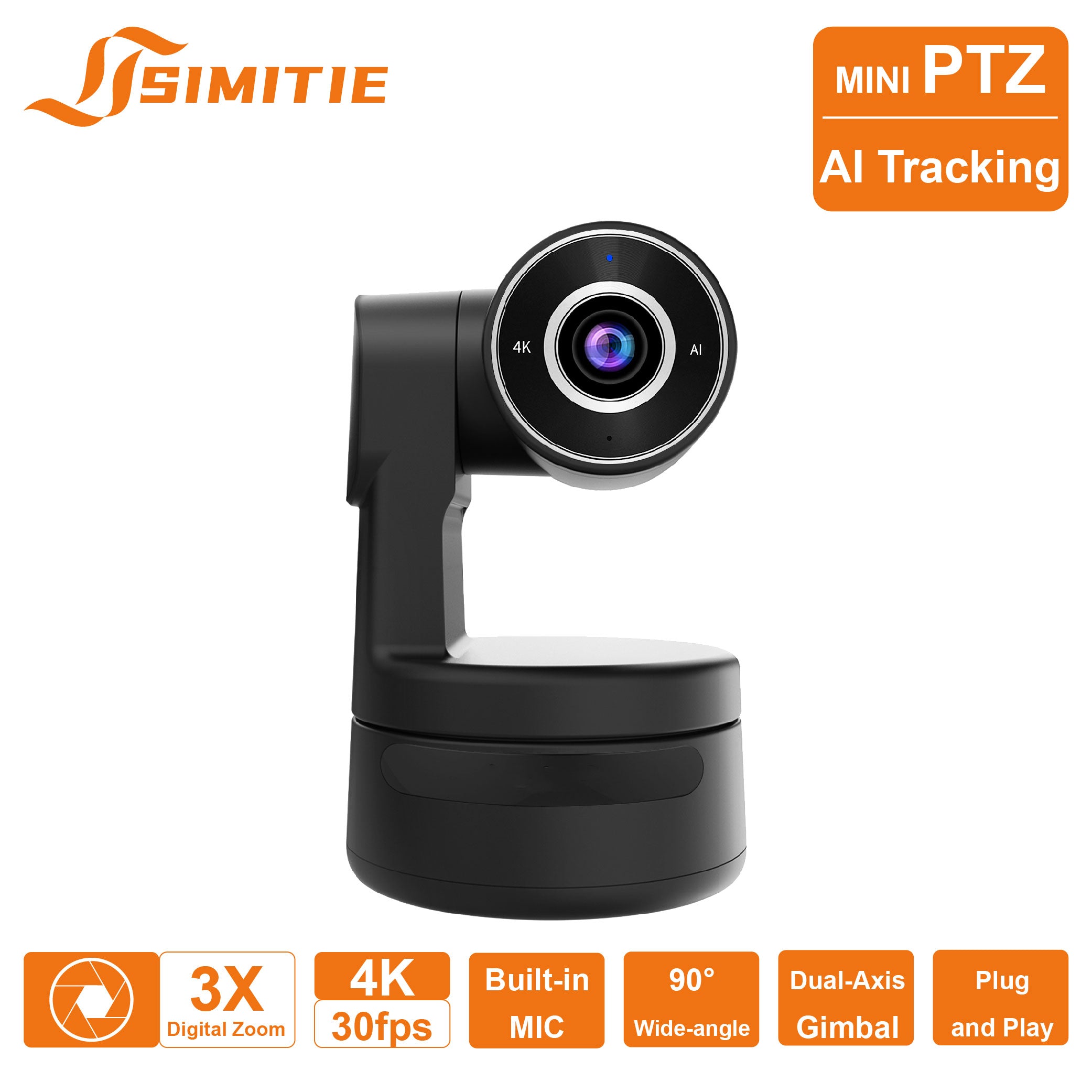 CC2008-4K AI Tracking PTZ Webcam | 4K UHD Conference Camera | Gesture Control & Remote
