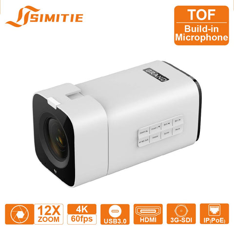 SMJX2612 4KP60 12X Zoom HDMI SDI USB NDI Built-in Microphone TOF Focus Box Camera For live streaming video conference