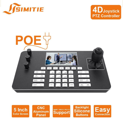 4K Preview PTZ Camera Controller | 5-inch Screen & 4D Variable Speed Joystick | POE & Multi-Protocol