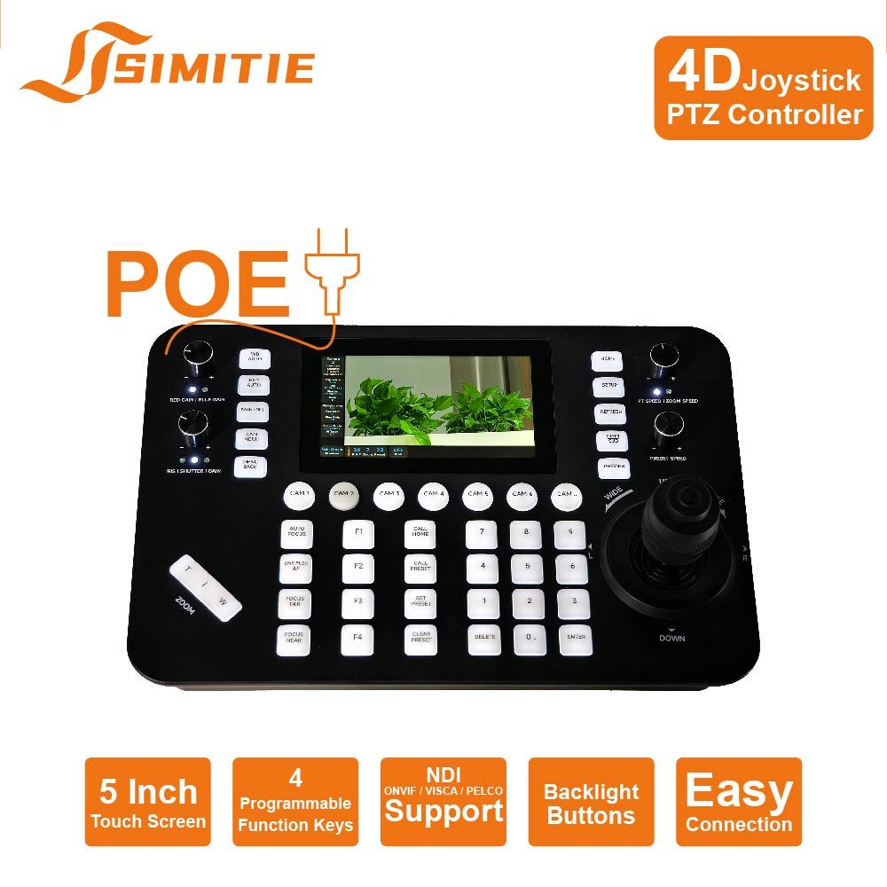 PTZ Camera Controller with 4 Programmable Function Keys | 5-inch Touch Screen  | NDI & Multi-Protocol