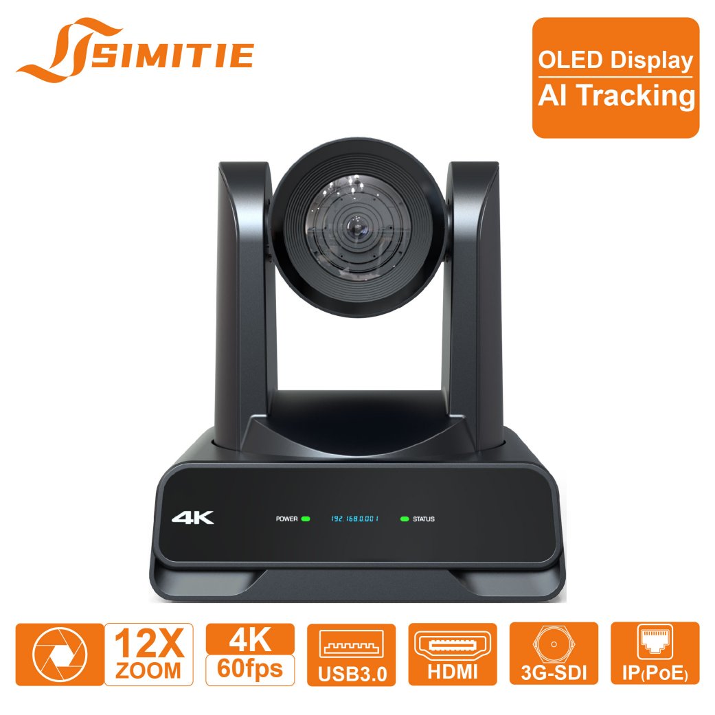 ST510-12X 4KP60 UHD 12x Optical Zoom NDI SDI Auto-Tracking PTZ Camera With OLED Display